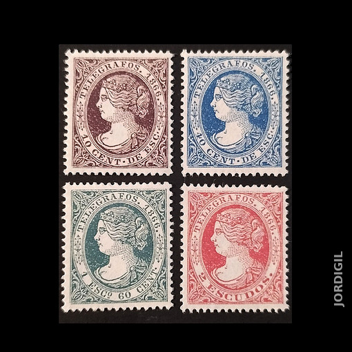 Telegrafos España · Edifil 13-16 · 1866 · 45 €