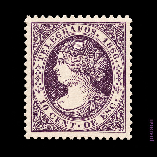 Telegrafos España · Edifil 13 1866 .