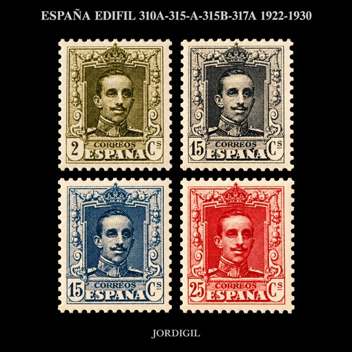 España · Edifil 310A-315A-315B-317A · 1922-1930 · 40 €