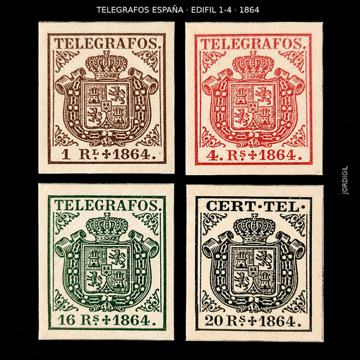 Telegrafos España · Edifil 1-4 · 1864 · 55 €