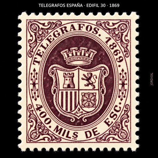 Telegrafos España · Edifil 30 · 1869 · 30 €