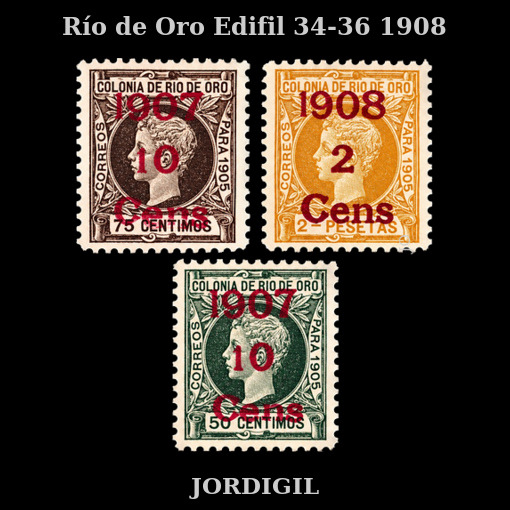 Rio de Oro · 1907-1908 · Edifil 34-36 · 60 €