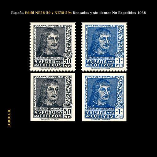 España · Edifil NE58-59 y NE58-59s Dentados y sin dentar