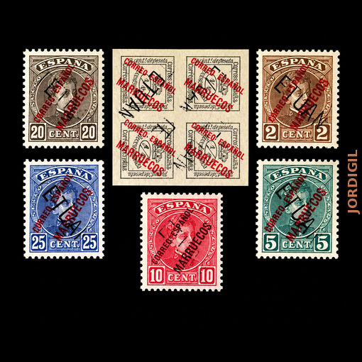Marruecos Tetuán · Edifil 23-28 · 1908 · 75 €