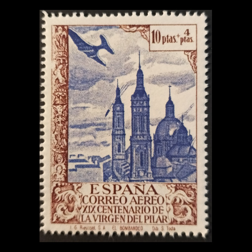 Edifil 913 XIX Centenario de la venida de la Virgen del Pilar a Zaragoza · 1940 · Edifil 913 · 30 €