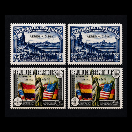 Defensa de Madrid y CL Aniv Constitucion EE.UU · 1939 · Edifil 759-765 Dentados y sin dentar · 115 €