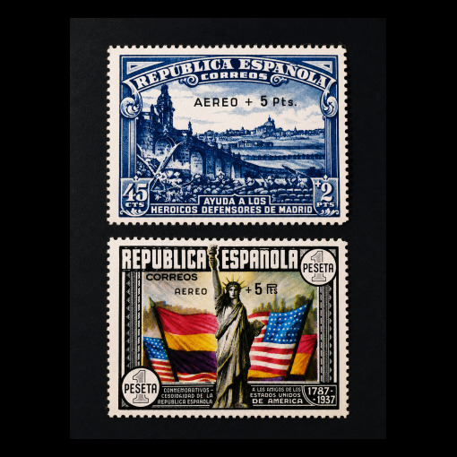Defensa de Madrid y CL Aniv Constitucion EE.UU · 1939 · Edifil 759-765 · 70 €