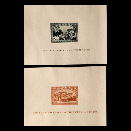 II Aniversario del Alzamiento Nacional 2 hojitas HB sin dentar · 1937 · Edifil 838-839 HB · 35 €